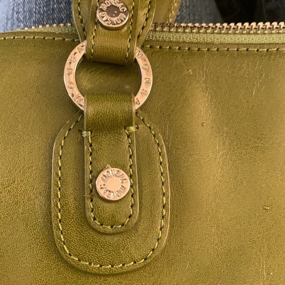 EUC leather baguette bag zip top AVOCADO Mid-size - Picture 14 of 16